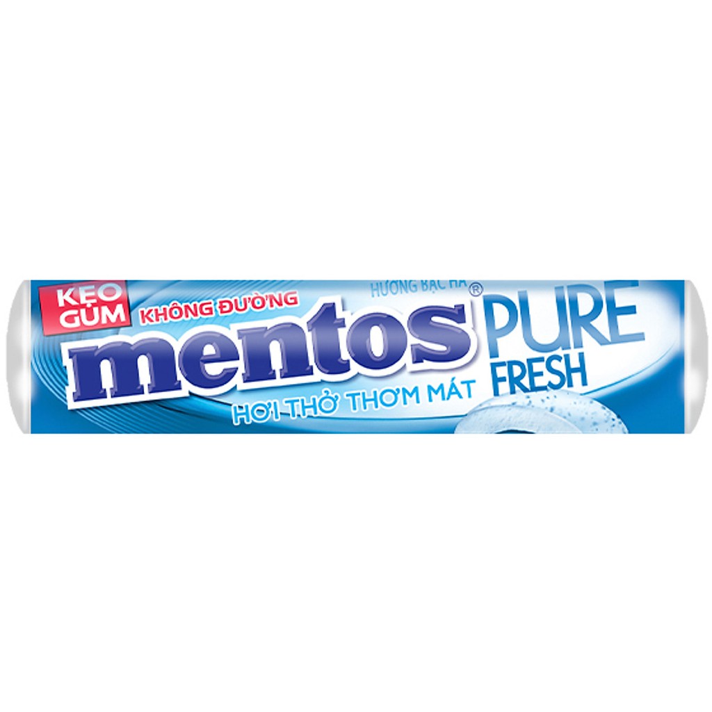 Kẹo Gum Không Đường Mentos Pure Fresh Dạng Thỏi Hương Bạc Hà, Chanh Bạc Hà 15 thỏi