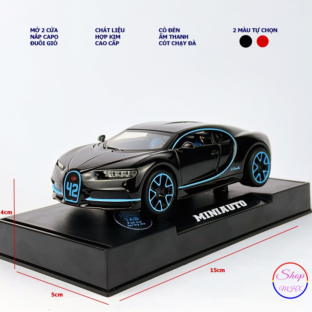 Ô tô đồ chơi Xe mô hình sắt Bugatti Chiron TẶNG KÈM BIỂN SỐ tỉ lệ 1:32 hãng Miniauto