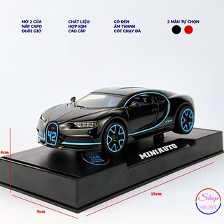 Xe mô hình sắt Bugatti Chiron TẶNG KÈM BIỂN SỐ kèm đế tỉ lệ 1:32 hãng Miniauto