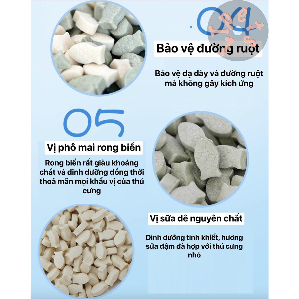 Viên uống canxi sữa dê phô mai- rong biển dành cho chó mèo cưng gói 100gr