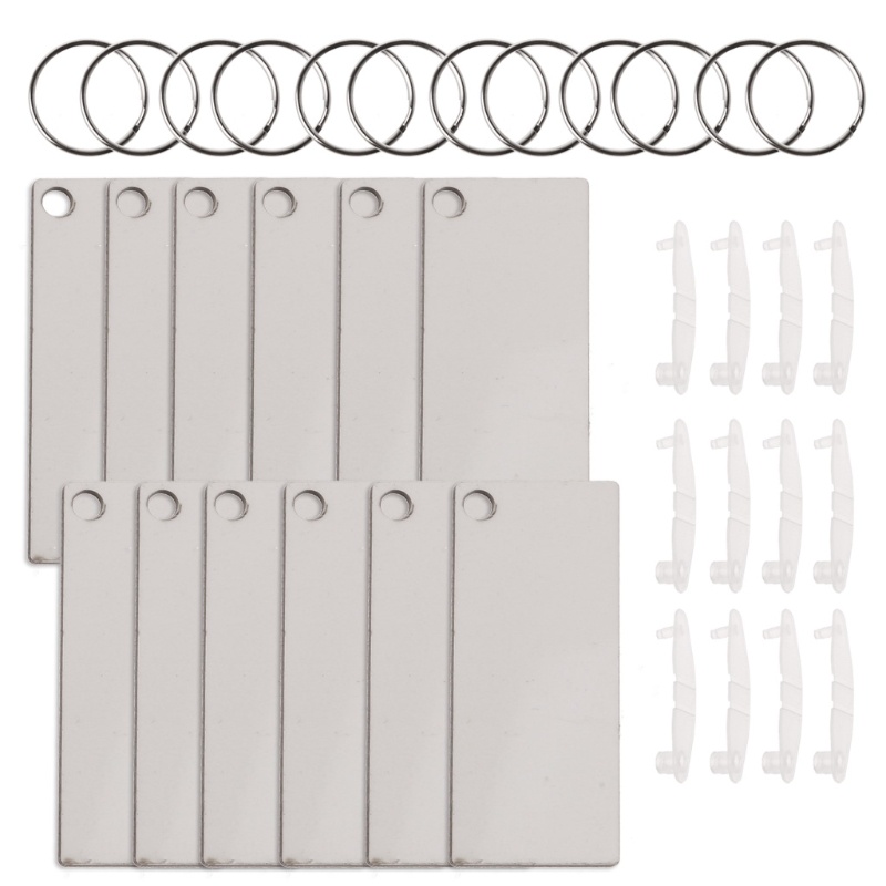 Bộ 12 Bảng Cứng Màu Trắng Trơn Dùng Làm Móc Khóa DIY