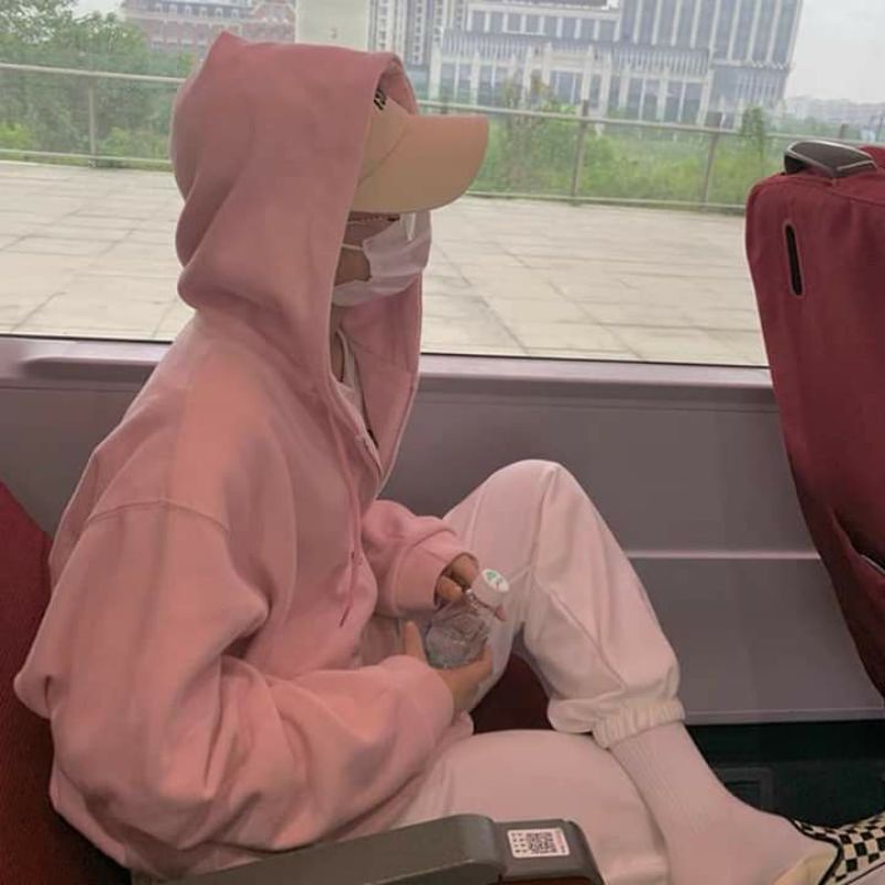 Áo khoác nỉ bông basic form rộng Hồng pastel 🌸