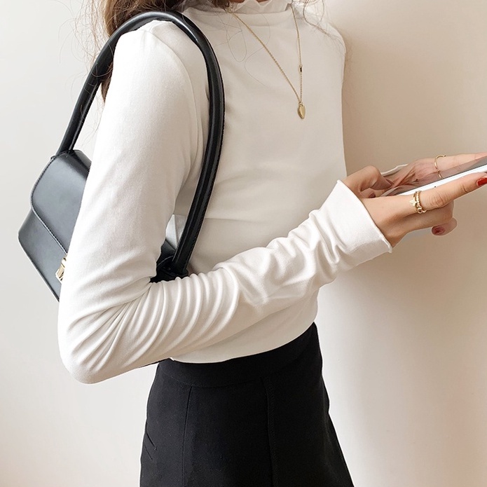 Áo Thun Trơn Tay Dài Viền Cong Mềm Mại Thoải Mái 46435