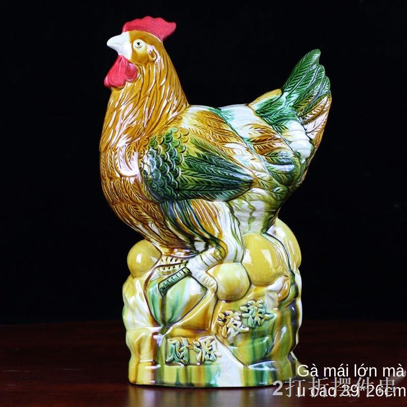 Tang Sancai Con gà trống Hoàng đạo Trung Quốc Trang trí Gà trống bằng gốm Tốt Vậny Phong thủy Nhà phố Ác Art Trang tr