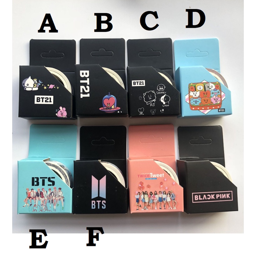 Băng keo Washi tape 5 mét kèm hộp BTS Answer, haloween, Blackpink