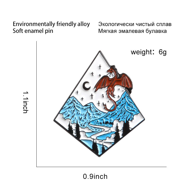 Ghim cài áo QIHE JEWELRY hình phong cảnh kỷ jura thời trang sành điệu