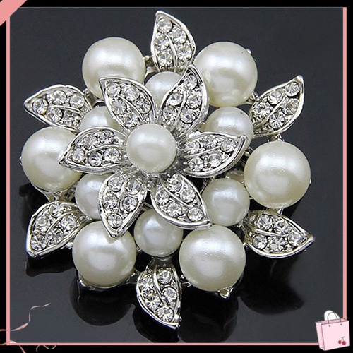Ghim Cài Áo Hình Hoa Đính Ngọc Trai Nhân Tạo Thanh Lịch Cho Cô Dâu