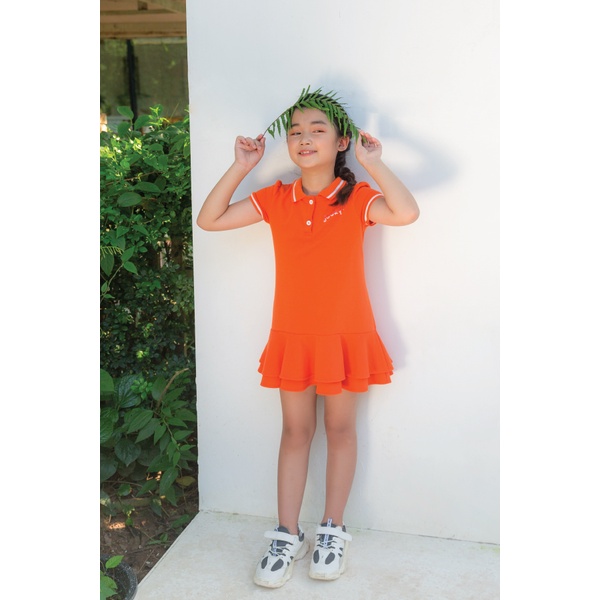 Đầm polo thun JOOKYLI bé gái màu cam 43G0772