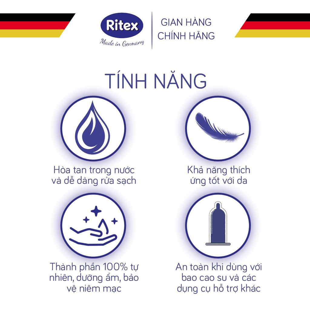 Gel bôi trơn gốc thực vật thuần chay Ritex Bio cao cấp - tuýp 50 ml