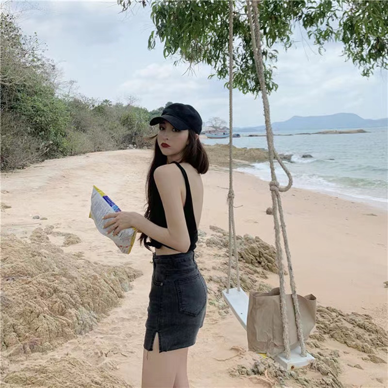 Chân váy jean chữ a mini Emilyshop