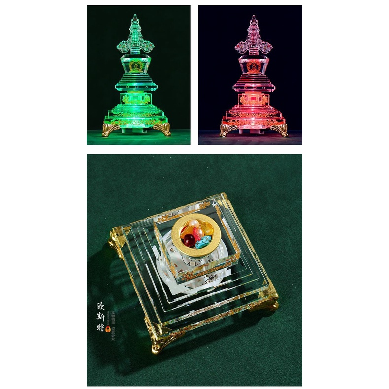 [PBMC] Tháp xá lợi pha lê đính đá(có đèn LED)