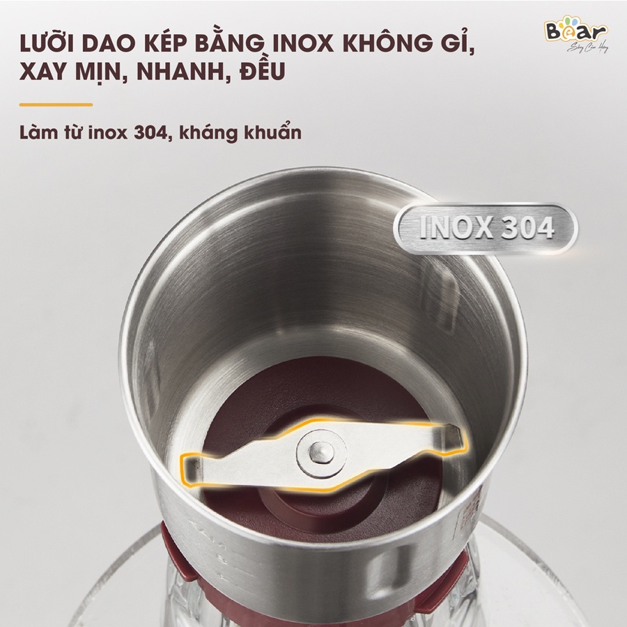 Máy xay bột khô Bear 200w, máy xay hạt khô, xay cafe, xay tiêu, HomeMart – Hàng chính hãng BH 18T