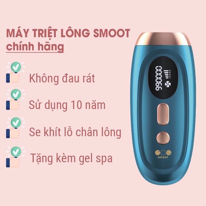 Máy triệt lông vĩnh viễn SMOOT 🌸 tặng kèm 01 gel+ 01 kính+ 01 dao cạo 🌸 công nghệ cao cấp mới giúp trẻ hóa làn da