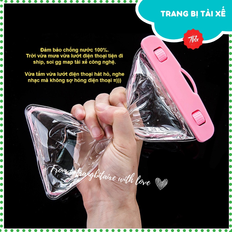 Túi đựng điện thoại chống nước có dây đeo cổ 45cm.Túi chống nước điện thoại hình trơn để trời mưa lướt cảm ứng thoải mái