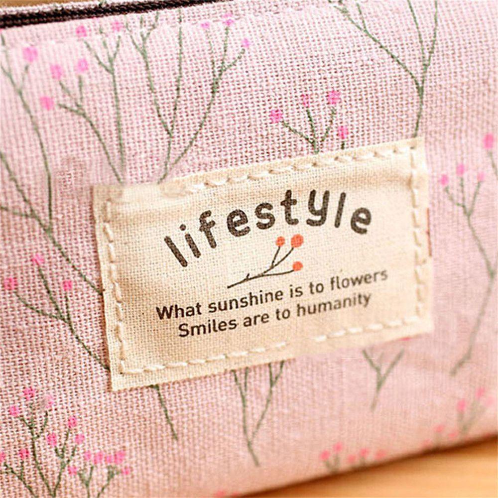 Túi Đựng Bút / Mỹ Phẩm Bằng Vải Họa Tiết Hoa Dễ Thương Có Khóa Kéo