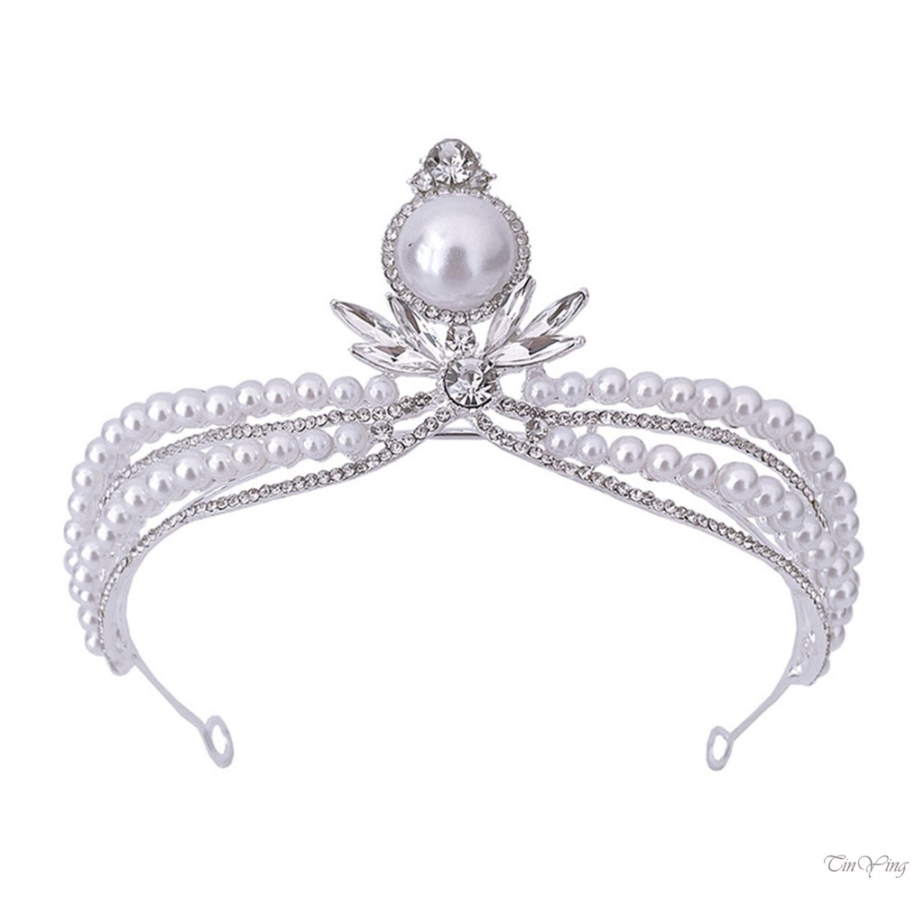 GETNOIVAS Vương Miện Đính Đá Ngọc Trai Giả Sang Trọng 1 Cái Cho Nữ