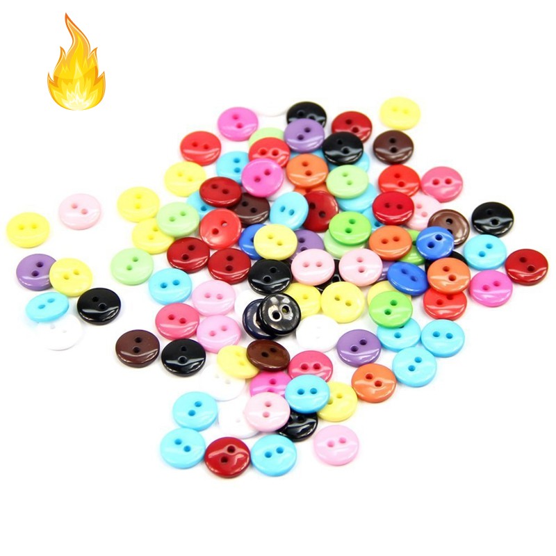 100 Khuy áo nhựa tròn 8mm nhiều màu sắc