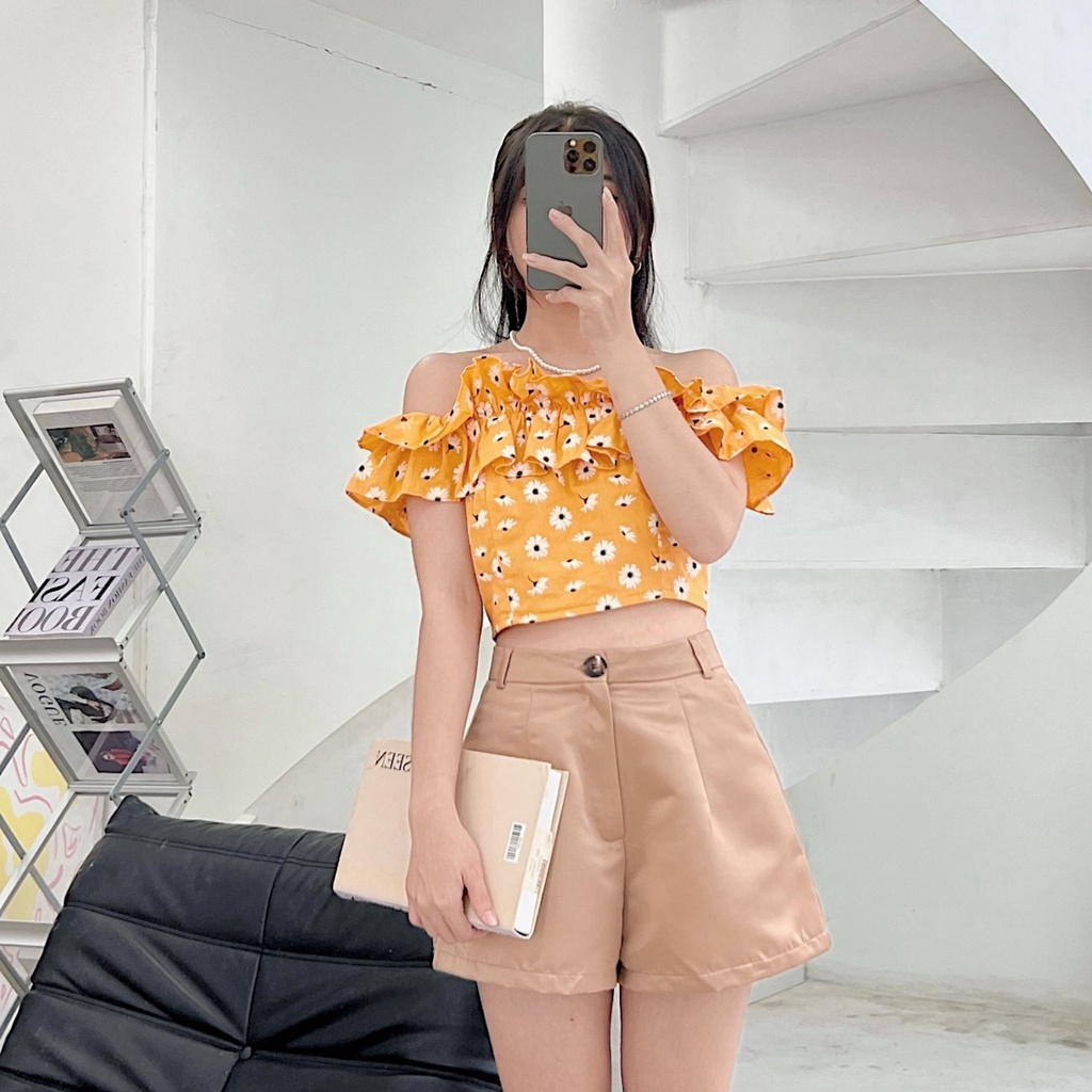 Quần short chất tafta lưng cao Callene (L1609)