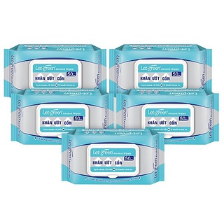 Giấy ướt cồn HASA khăn ướt kháng khuẩn let green loại 50 miếng - sp 10