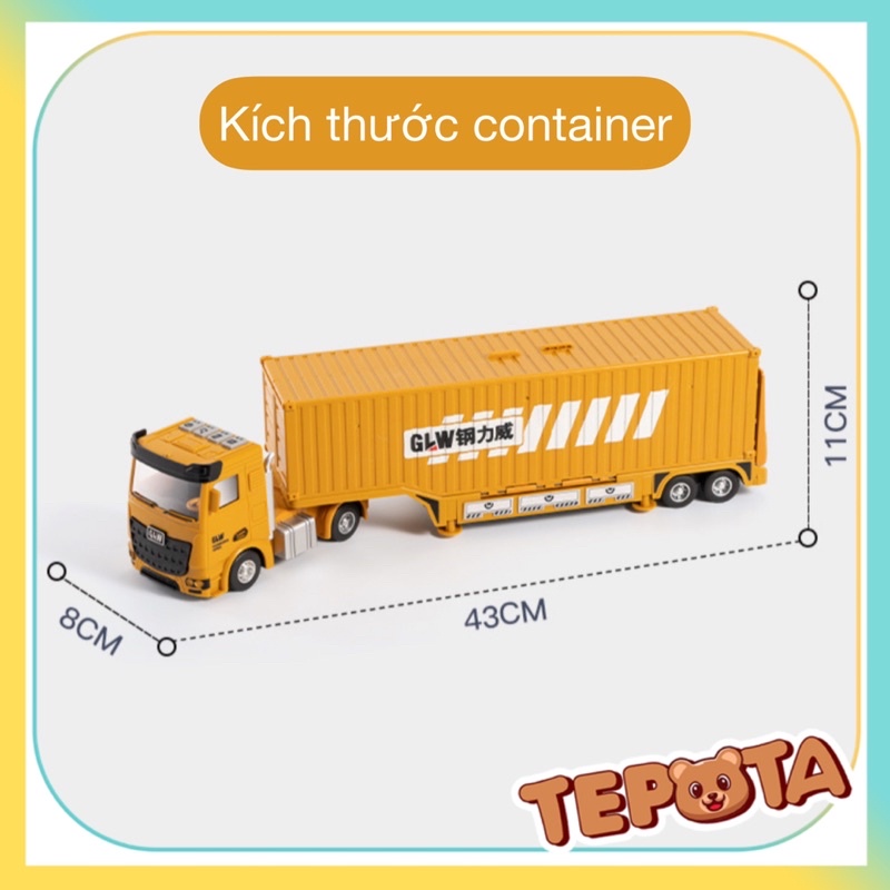 Hộp Xe Container Đồ Chơi Cỡ Lớn Cao Cấp Mô Hình Kèm 6 Xe Nhỏ Công Trình + 42 Chi Tiết Phát Nhạc X03CONG
