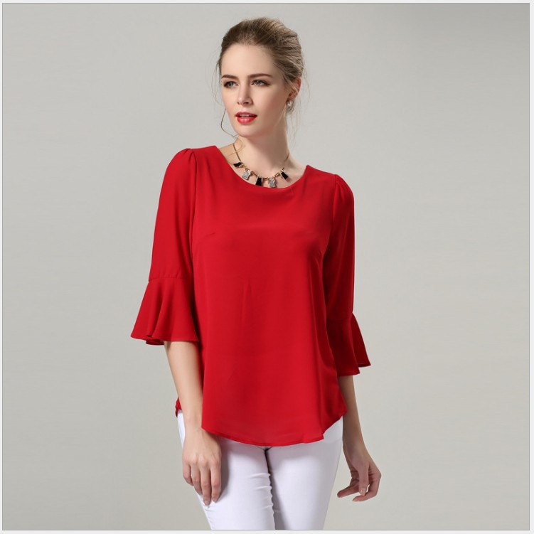 HE001 Áo chiffon nữ hè tay loe hàng nhập