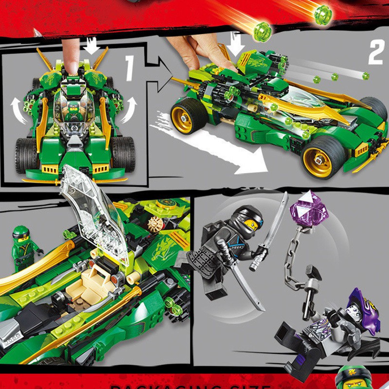 Đồ Chơi Lắp Ráp Kiểu LEGO Ninjago Mô Hình Xe Đua Bóng Đêm Lloyd Night Chariot ZM4013 Với 442 Mảnh Ghép