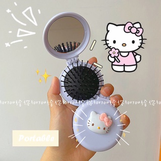 Lược Gấp Gọn Có Gương Trang Điểm Hello Kitty