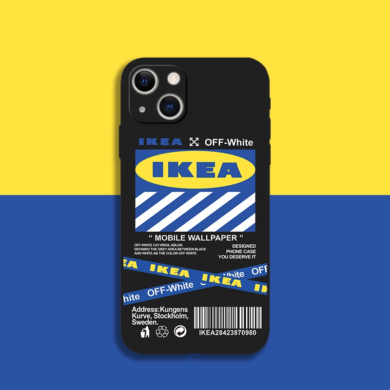 Ốp Điện Thoại Silicon Mềm Viền Đen Hình IKEA Vui Nhộn Thời Trang Cho iPhone 14 15 Pro XS Max Xr 6s 7 8 + SE2 SE3 12 mini 11 13 Pro Max