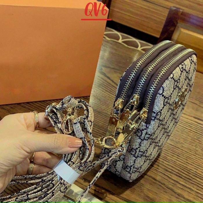 Túi xách nữ mini đựng điện thoại kiểu dáng hàn quốc, Túi ví đeo chéo thời trang ba ngăn tiện dụng - QV68 Shop