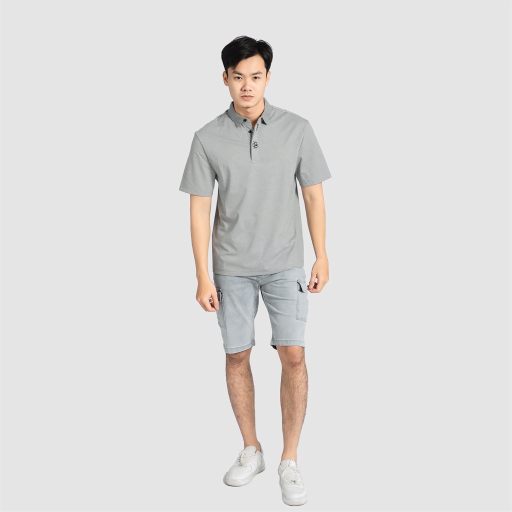 Áo polo ngắn cộc tay nam CIZA thêu hình vải cotton thanh lịch size S M L XL màu xám APNR26