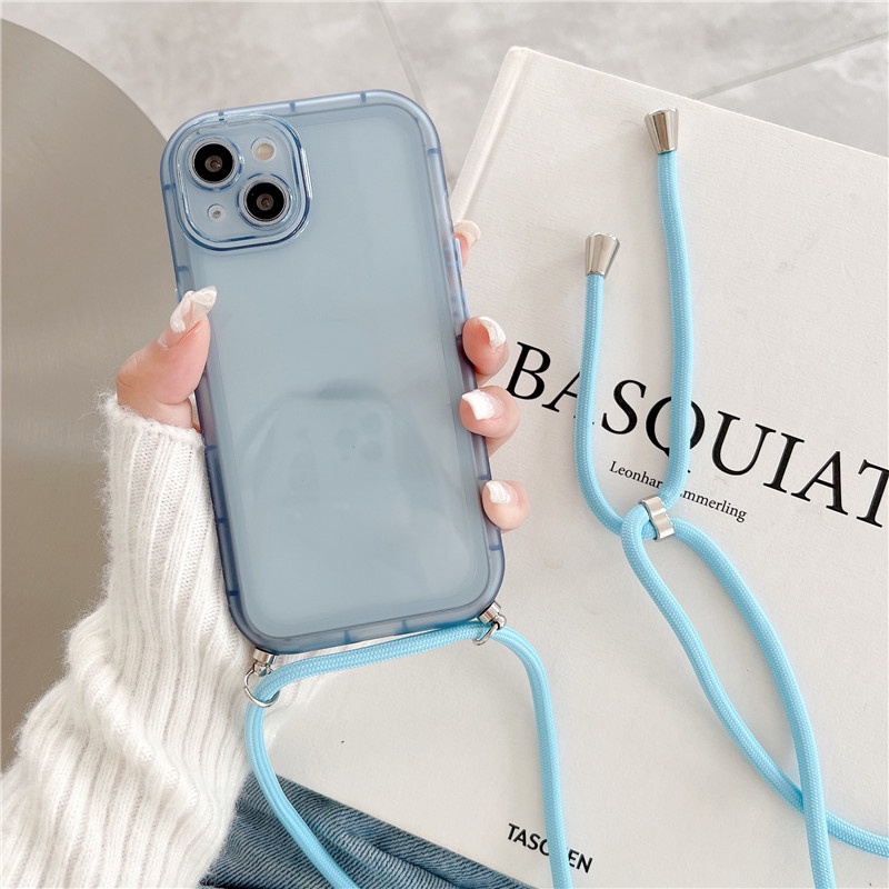 Ốp Điện Thoại Mềm Trong Suốt Chống Sốc Có Dây Đeo Chéo Cho iphone 15promax 14 13 12 11 pro max xs xr x xsmax 7 8 plus 7 8