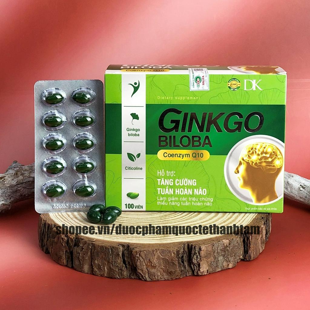 Viên uống bổ não Ginkgo Biloba Coenzym Q10 giúp hoạt huyết dưỡng não, tăng cường trí nhớ, giảm chóng mặt, hoa mắt - 100v