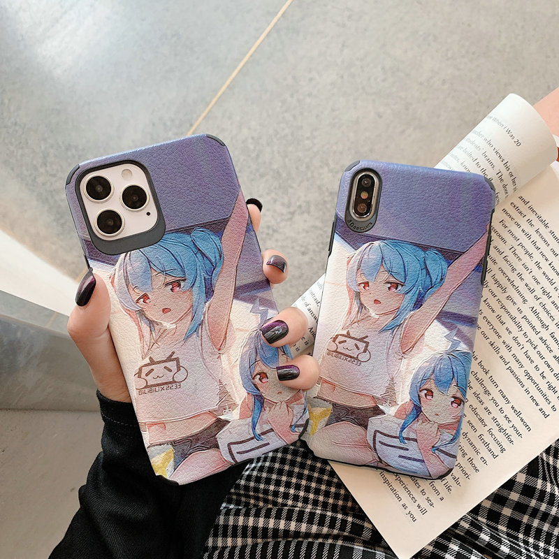 Case OPPO A53 A33 A52 A92 A31 A91 A5 A9 2020 A7 A5S A12 AX7 F11 F9 A3S A12e F1S A83 A39 A57 Reno 3 5 5G 2F 2Z  Realme C1 2 Pro Leather phone case Cute Two dimensional girl