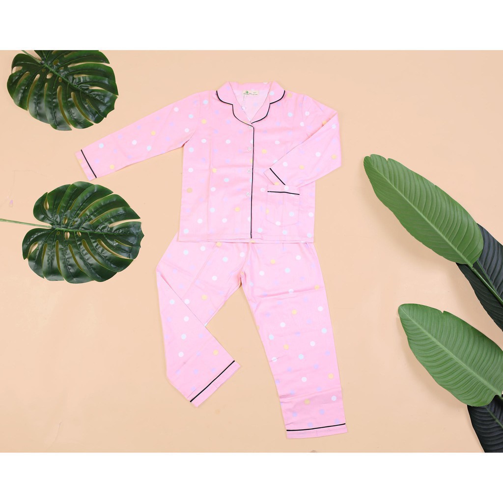 Bộ Pijama thô thu đông họa tiết dài tay bé gái size 8-12T, cho bạn từ 23-32kg. Chất thô dày dặn, không nhăn. Màu sắc đẹp