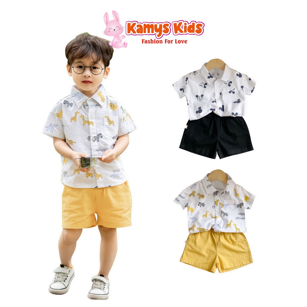 Set quần áo KAMYS KIDS họa tiết con vật ngộ nghĩnh cho bé từ 9-22kg