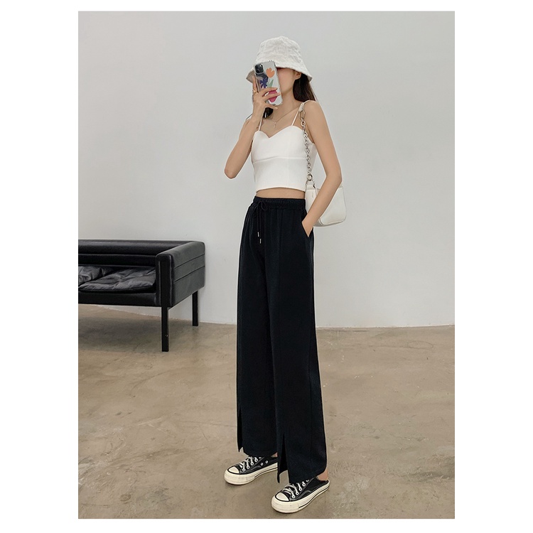 SUXI Quần ống rộng Lưng Cao Thiết Kế Mới Thời Trang Theo Phong Cách Hàn Quốc Cho Nữ