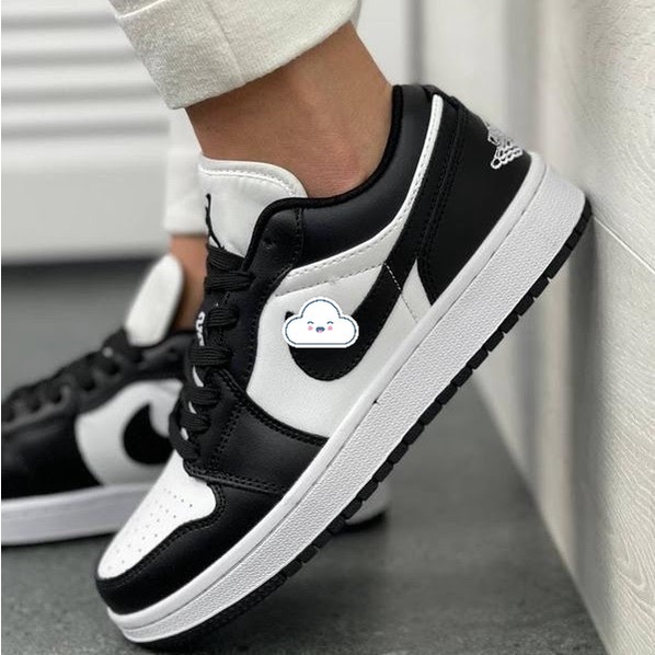 Giày thể thao Jordan Low Panda đen trắng, Giày JD1 cổ thấp đen trắng nam nữ hàng cao cấp Full Box