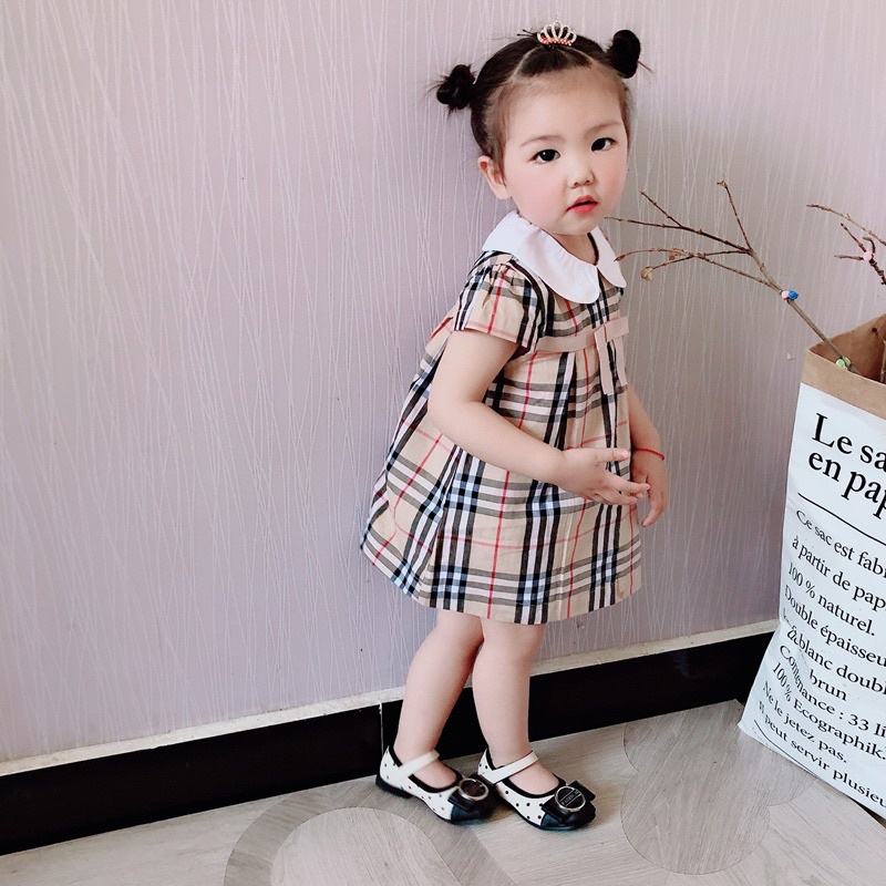 Váy bbr cho bé gái,váy kẻ bbr vintage cho bé gái