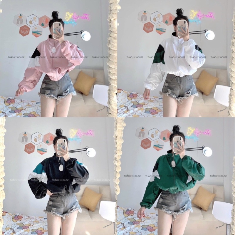 Áo khoác dù hai lớp cổ trụ phối
