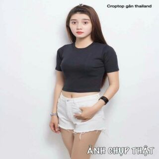 Áo croptop gân tay ngắn