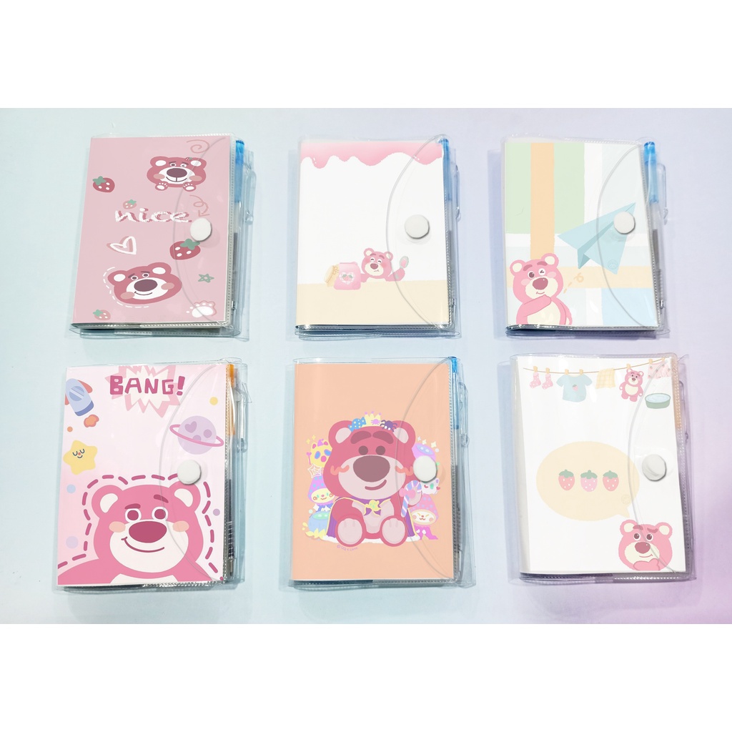 Sổ kèm bút gấu dâu tây lotso SB51 9.5x12cm tập có viết cáo lina thỏ stella cute dễ thương DF friends