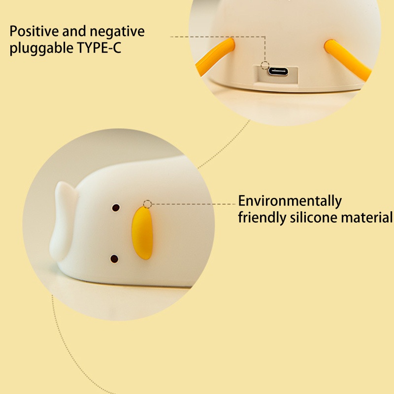 Đèn Ngủ Silicone Hình Vịt Nằm Đáng Yêu