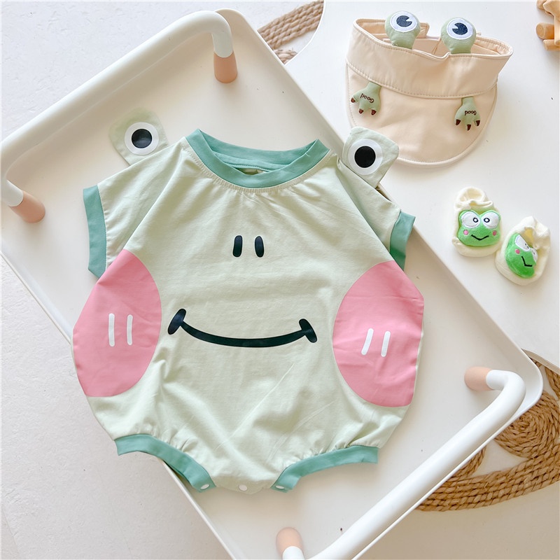 Áo Liền Quần Vải Cotton Hình Chú Ếch Thời Trang Mùa Hè Mới Cho Bé Trai Và Gái