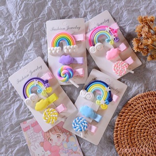 Set 3 kẹp tóc cầu vồng cho bé gái