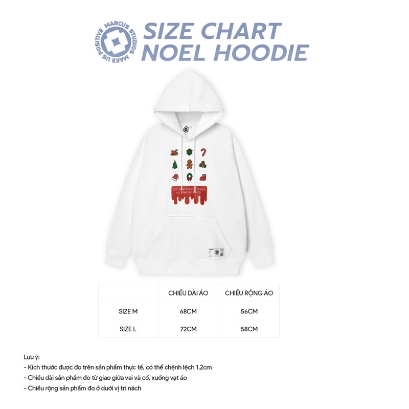 Áo nỉ có nón nam nữ noel hoodie chất liệu nỉ thương hiệu MAICUS phối màu trắng | BigBuy360 - bigbuy360.vn