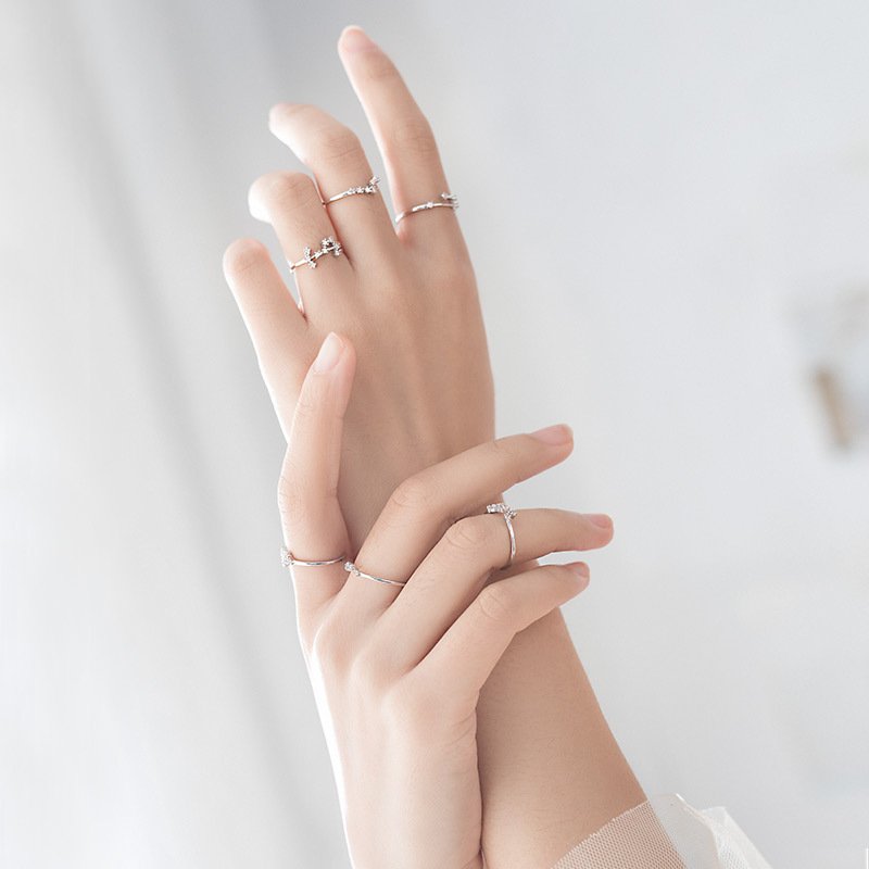 Nhẫn Hở Mạ Bạc 925 Hình 12 Cung Hoàng Đạo Có Thể Điều Chỉnh Kích Cỡ