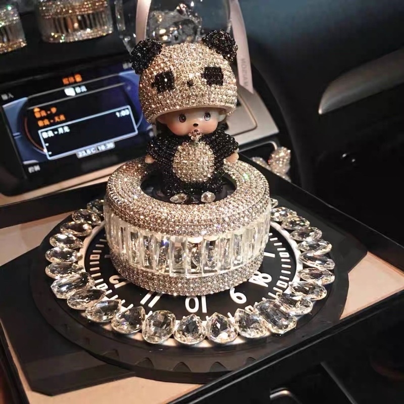 Gấu Đá Pha Lê Trang trí Tap lo Xe Ô tô