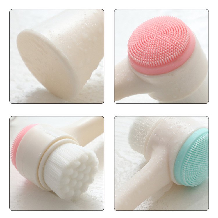 Cọ Rửa Mặt Silicone Cây Rửa Mặt 2 Đầu Cầm Tay Giúp Làm Sạch Sâu Trong Lỗ Chân Lông Dễ Dàng Giảm Mụn Hiệu Quả
