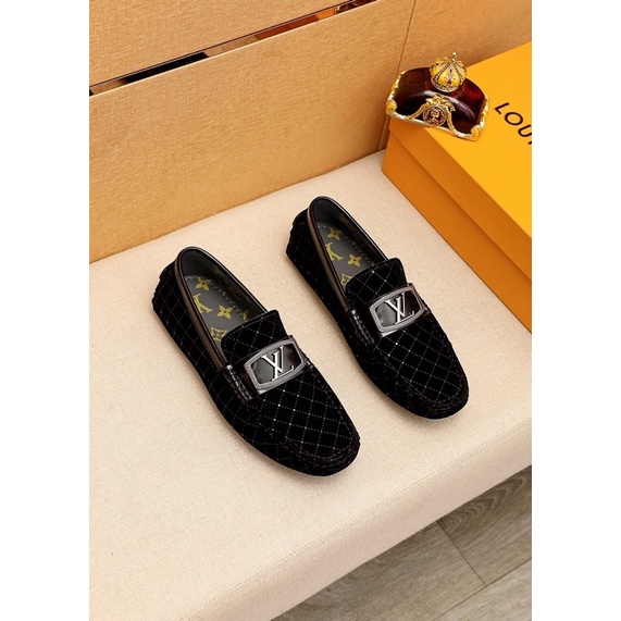 Giày lười nam thương hiệu Louis Vuitton LV da thật cao cấp thiết kế mới sang trọng