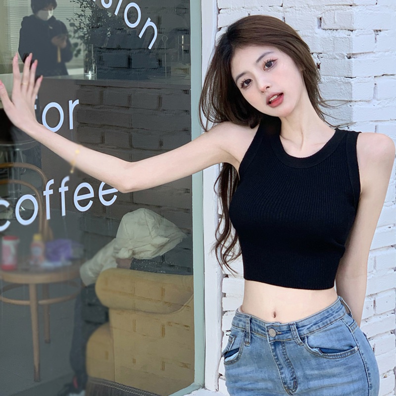 Áo Dệt Kim Hai Dây Cổ Thuyền Dáng Ôm Thời Trang Mùa Hè Gợi Cảm Cho Nữ